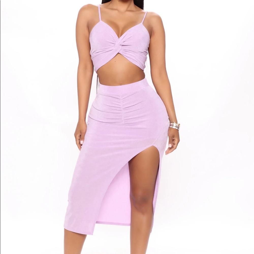 FASHION NOVA LAVENDER SKIRT SET